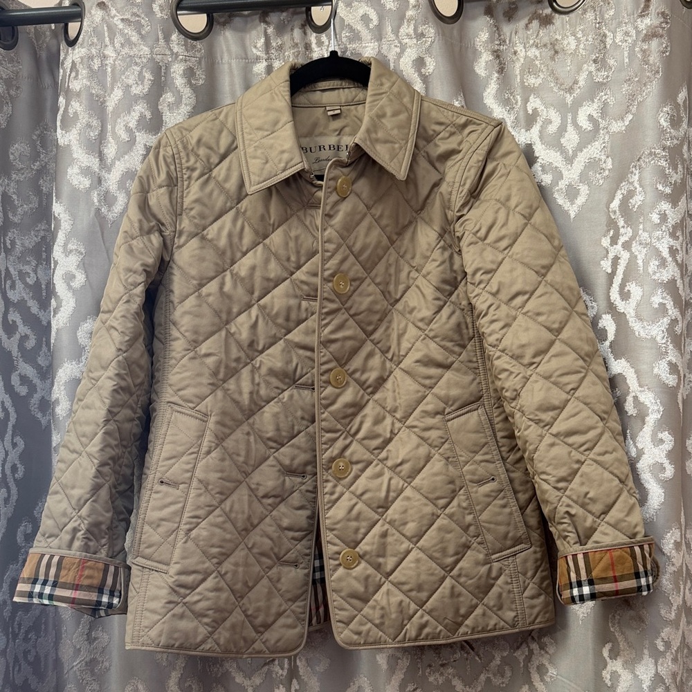 Burberry Beige Quilted Puffer Coat